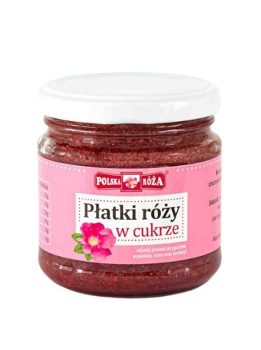 Płatki róży w cukrze 220g Polska Róża