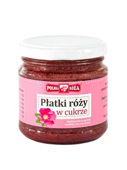 Płatki róży w cukrze 220g Polska Róża