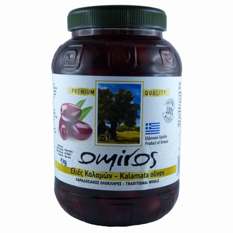 Oliwki greckie kalamon (Kalamata) z pestką 1kg Omiros